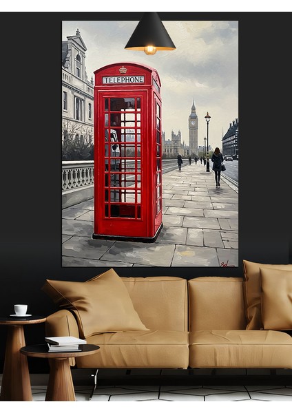 Kırmızı Telefon Kulübesi Londra Dekoratif Kanvas - Mdf Ahşap Tablo modelleri