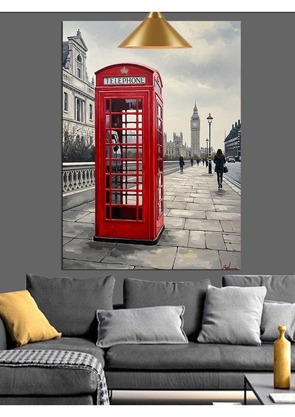 Kırmızı Telefon Kulübesi Londra Dekoratif Kanvas - Mdf Ahşap Tablo fırsatları