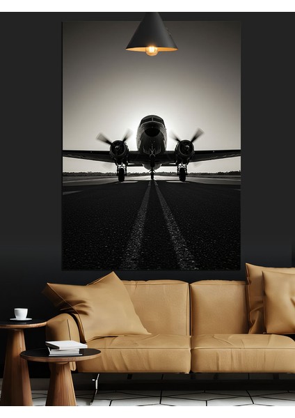 Uçak Siyah Beyaz Dekoratif Kanvas - Mdf Ahşap Tablo fiyatları
