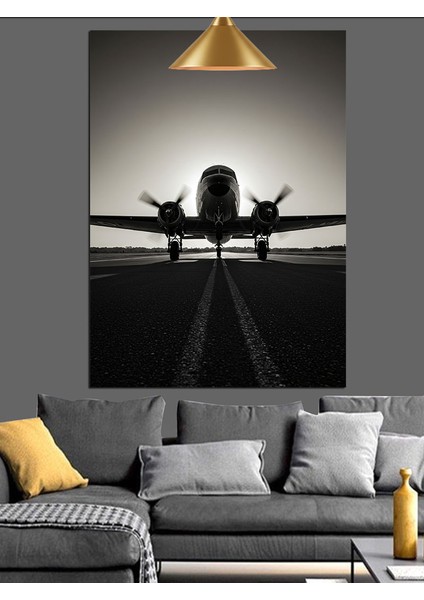 Uçak Siyah Beyaz Dekoratif Kanvas - Mdf Ahşap Tablo modelleri