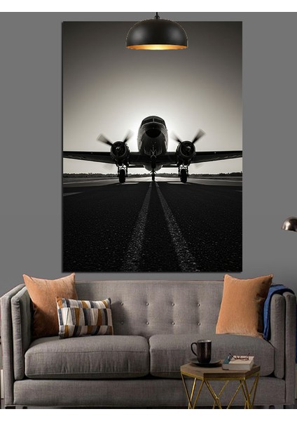 Uçak Siyah Beyaz Dekoratif Kanvas - Mdf Ahşap Tablo indirimleri