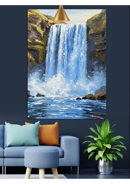Şelale Doğa Manzarası Resmi Dekoratif Kanvas - Mdf Ahşap Tablo modelleri