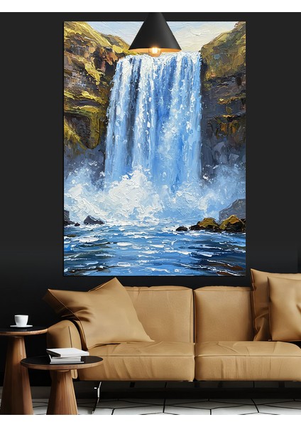 Şelale Doğa Manzarası Resmi Dekoratif Kanvas - Mdf Ahşap Tablo fırsatları