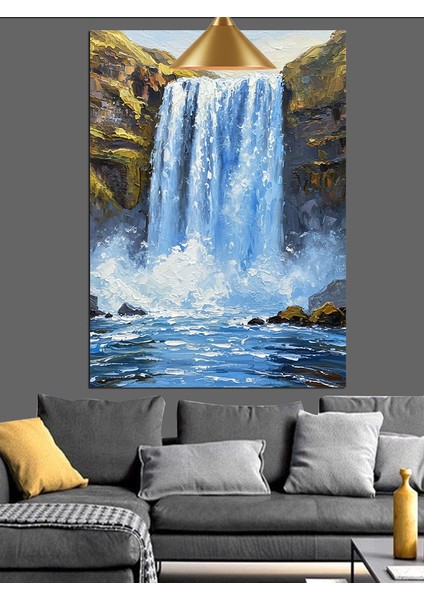 Şelale Doğa Manzarası Resmi Dekoratif Kanvas - Mdf Ahşap Tablo indirimleri