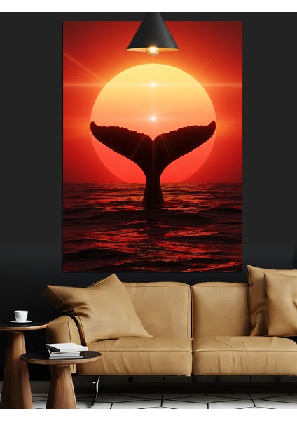 Deniz Üstünde Balina Kuyruğu Gün Batımı Dekoratif Kanvas - Mdf Ahşap Tablo fiyatları