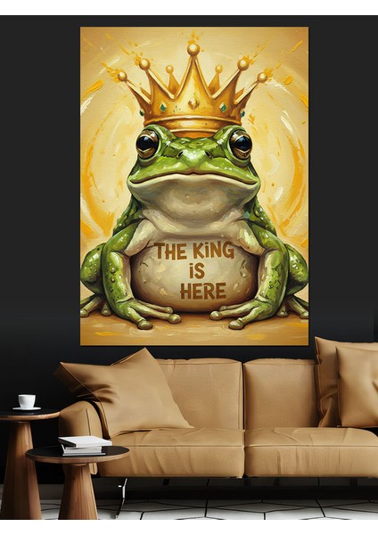 Kurbağa Kral Taç Altın Dekoratif Kanvas - Mdf Ahşap Tablo fırsatları