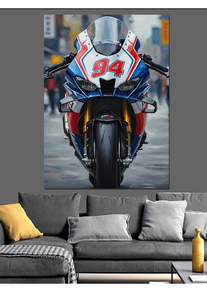 Yüksek Hızlı Spor Motosiklet Dekoratif Kanvas - Mdf Ahşap Tablo