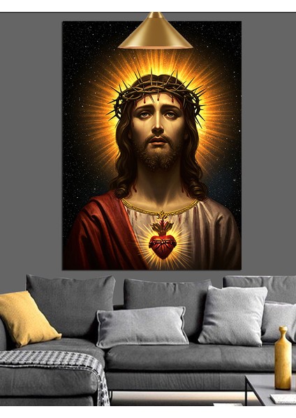 Kutsal Isa Figürü Parlıyor Dekoratif Kanvas - Mdf Ahşap Tablo