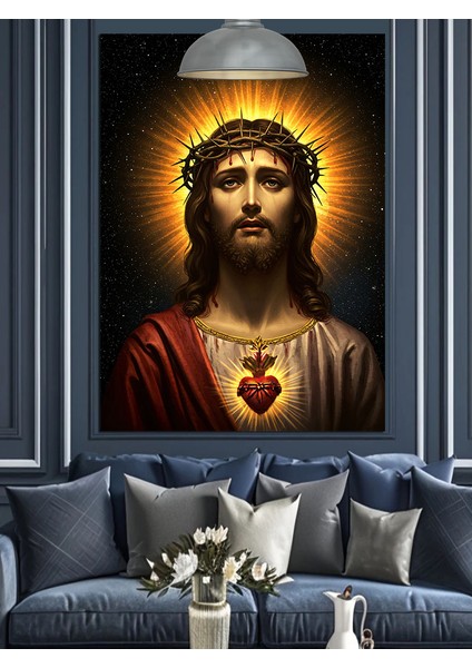 Kutsal Isa Figürü Parlıyor Dekoratif Kanvas - Mdf Ahşap Tablo fiyatları