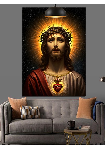 Kutsal Isa Figürü Parlıyor Dekoratif Kanvas - Mdf Ahşap Tablo modelleri