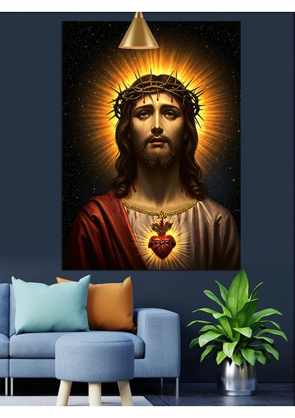 Kutsal Isa Figürü Parlıyor Dekoratif Kanvas - Mdf Ahşap Tablo fırsatları