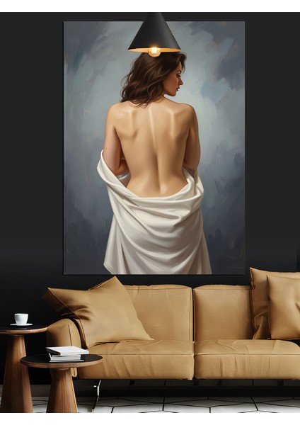 Çıplak Sırt Kadın Figürü Dekoratif Kanvas - Mdf Ahşap Tablo fiyatları