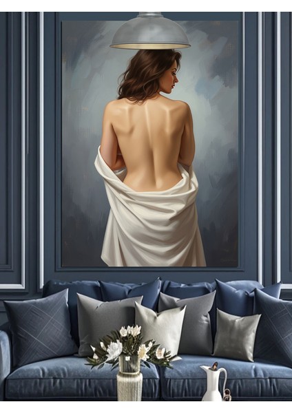 Çıplak Sırt Kadın Figürü Dekoratif Kanvas - Mdf Ahşap Tablo fırsatları