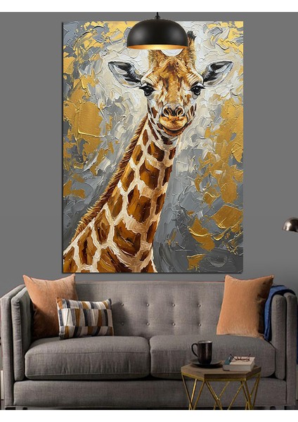 Uzun Boyunlu Zürafa Portresi Dekoratif Kanvas - Mdf Ahşap Tablo