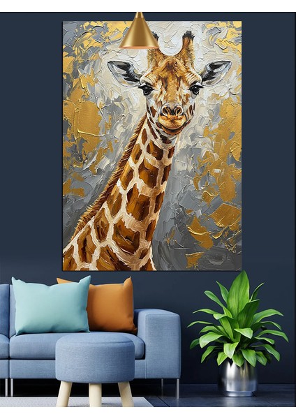 Uzun Boyunlu Zürafa Portresi Dekoratif Kanvas - Mdf Ahşap Tablo fiyatları