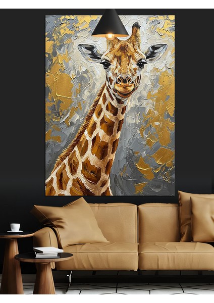 Uzun Boyunlu Zürafa Portresi Dekoratif Kanvas - Mdf Ahşap Tablo modelleri