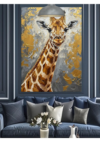Uzun Boyunlu Zürafa Portresi Dekoratif Kanvas - Mdf Ahşap Tablo indirimleri
