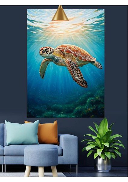 Deniz Kaplumbağası Okyanus Altı Dekoratif Kanvas - Mdf Ahşap Tablo indirimleri