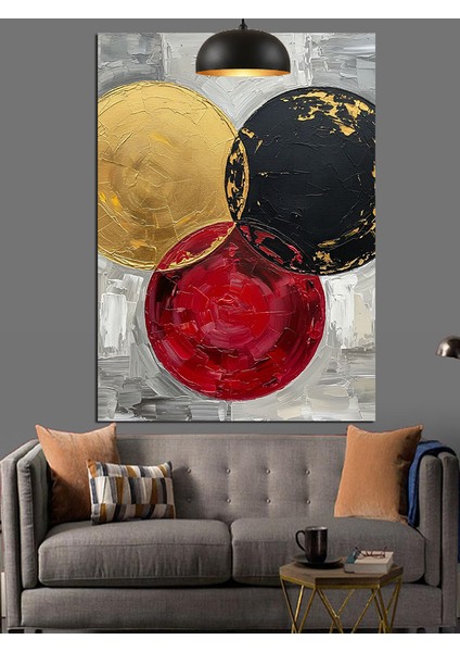 Kırmızı Sarı Siyah Tonlarda Soyut Figür Dekoratif Kanvas - Mdf Ahşap Tablo fiyatları