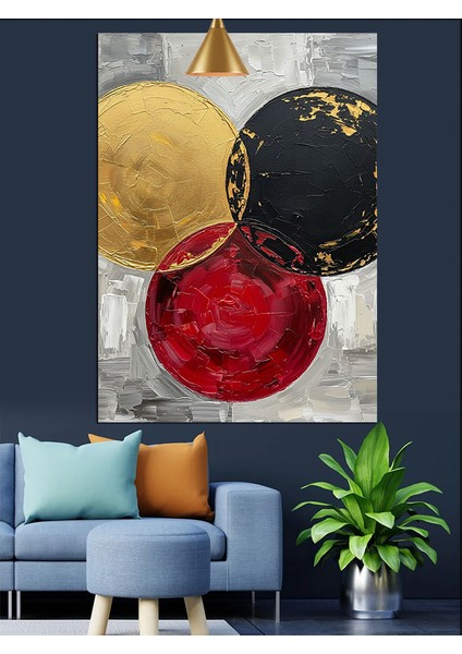 Kırmızı Sarı Siyah Tonlarda Soyut Figür Dekoratif Kanvas - Mdf Ahşap Tablo modelleri