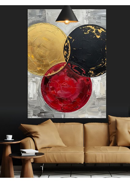 Kırmızı Sarı Siyah Tonlarda Soyut Figür Dekoratif Kanvas - Mdf Ahşap Tablo fırsatları
