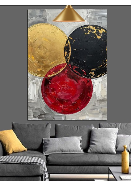 Kırmızı Sarı Siyah Tonlarda Soyut Figür Dekoratif Kanvas - Mdf Ahşap Tablo indirimleri