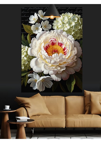 Pembe Beyaz Büyük Şakayık Dekoratif Kanvas - Mdf Ahşap Tablo indirimleri