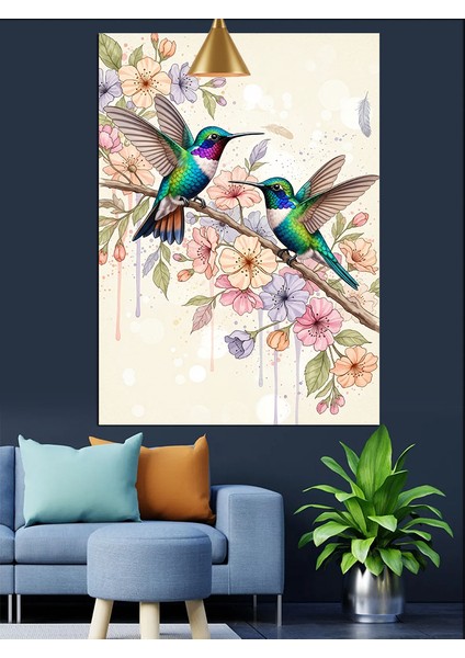 Renkli Arı Kuşları Dekoratif Kanvas - Mdf Ahşap Tablo