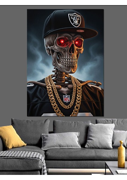 Iskelet Savaşçı Zırhlı Komutan Dekoratif Kanvas - Mdf Ahşap Tablo