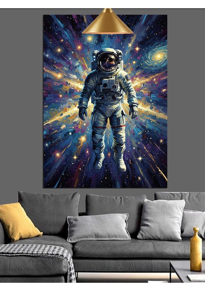 Uzay Giysili Astronot Figür Dekoratif Kanvas - Mdf Ahşap Tablo fırsatları