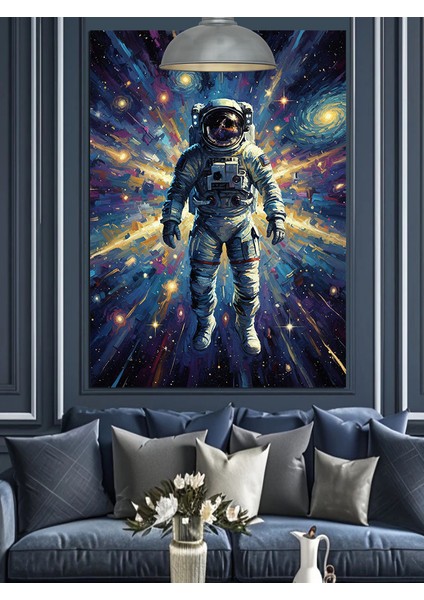 Uzay Giysili Astronot Figür Dekoratif Kanvas - Mdf Ahşap Tablo indirimleri