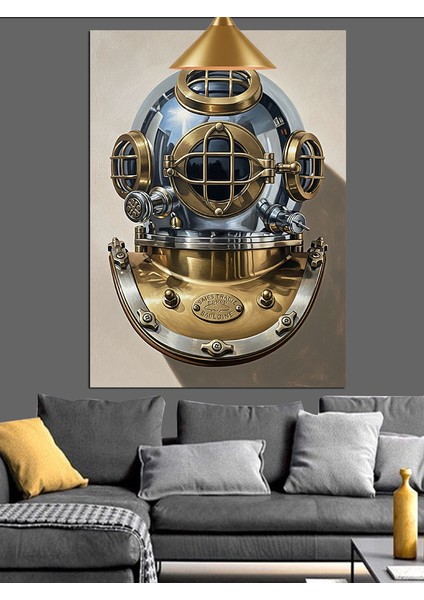 Dalgıç Kaskı Derin Deniz Dekoratif Kanvas - Mdf Ahşap Tablo modelleri