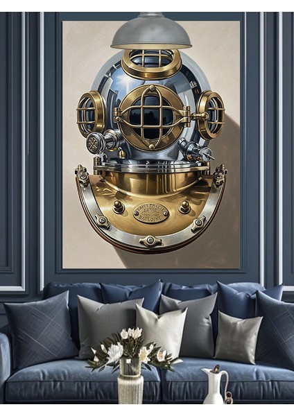 Dalgıç Kaskı Derin Deniz Dekoratif Kanvas - Mdf Ahşap Tablo fırsatları