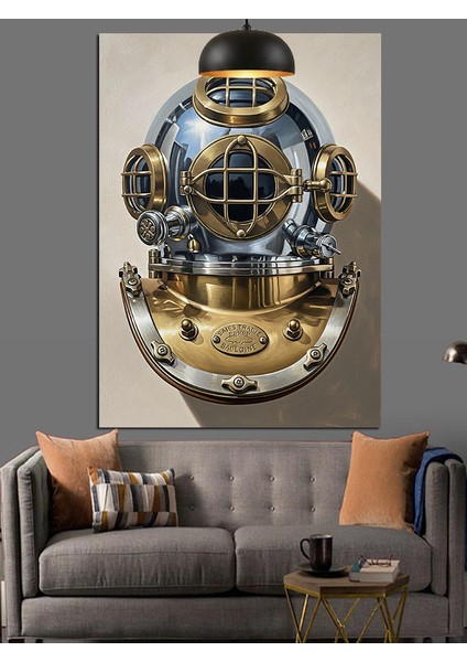 Dalgıç Kaskı Derin Deniz Dekoratif Kanvas - Mdf Ahşap Tablo indirimleri