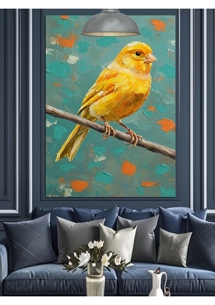 Kanarya Kuş Dalda Sarı Dekoratif Kanvas - Mdf Ahşap Tablo fiyatları