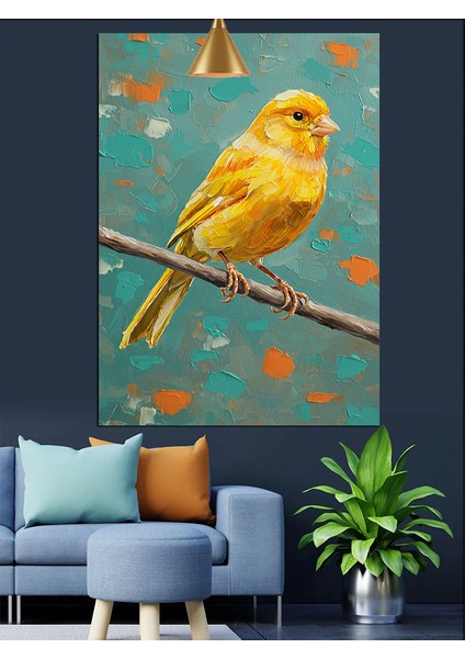 Kanarya Kuş Dalda Sarı Dekoratif Kanvas - Mdf Ahşap Tablo fırsatları