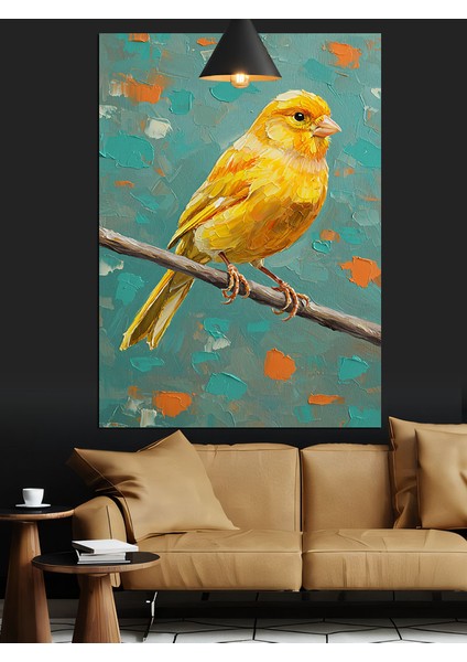 Kanarya Kuş Dalda Sarı Dekoratif Kanvas - Mdf Ahşap Tablo indirimleri