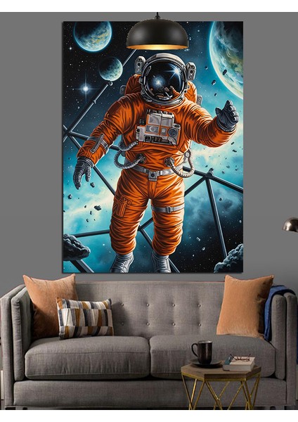Astronot Uzayda Yüzüyor Resmi Dekoratif Kanvas - Mdf Ahşap Tablo fiyatları