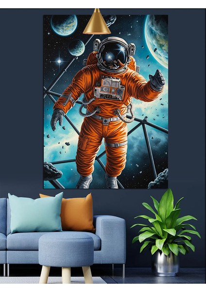 Astronot Uzayda Yüzüyor Resmi Dekoratif Kanvas - Mdf Ahşap Tablo modelleri