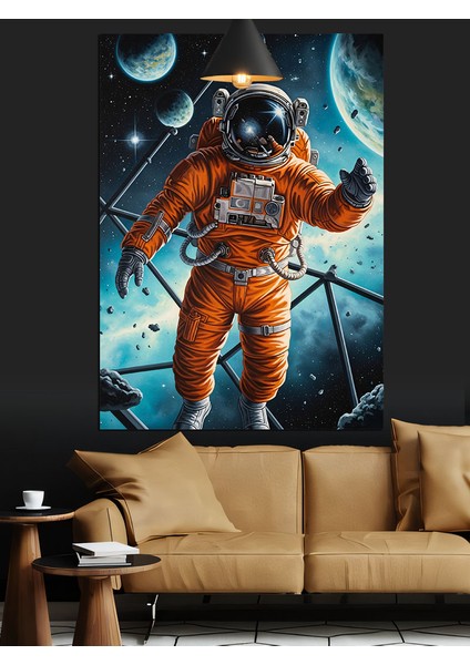 Astronot Uzayda Yüzüyor Resmi Dekoratif Kanvas - Mdf Ahşap Tablo fırsatları