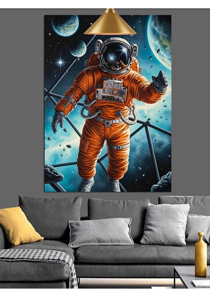 Astronot Uzayda Yüzüyor Resmi Dekoratif Kanvas - Mdf Ahşap Tablo indirimleri