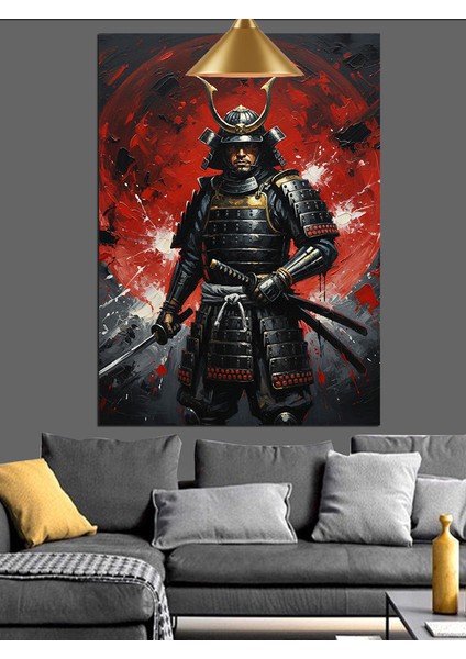 Samuray Zırhlı Savaşçı Figürü Dekoratif Kanvas - Mdf Ahşap Tablo