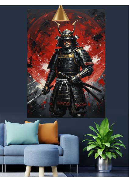 Samuray Zırhlı Savaşçı Figürü Dekoratif Kanvas - Mdf Ahşap Tablo fırsatları