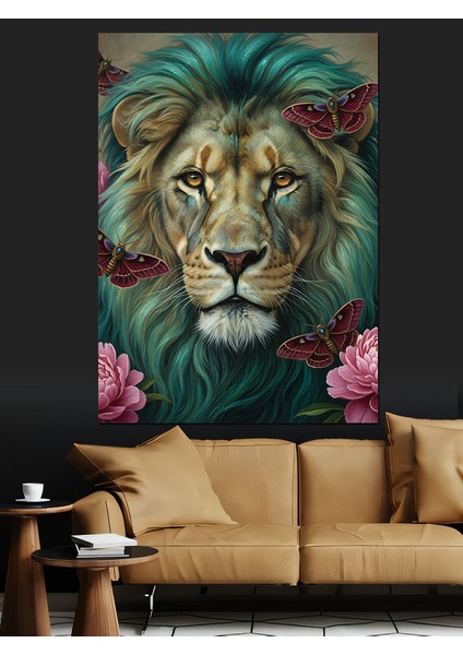 Kükreyen Aslan Yüz Portresi Dekoratif Kanvas - Mdf Ahşap Tablo