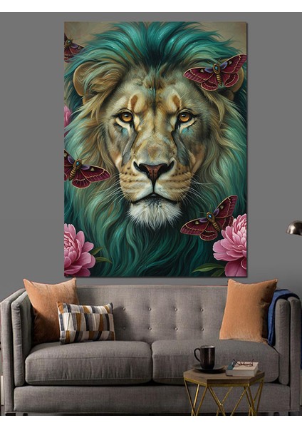 Kükreyen Aslan Yüz Portresi Dekoratif Kanvas - Mdf Ahşap Tablo fiyatları