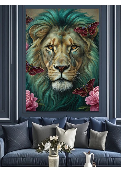Kükreyen Aslan Yüz Portresi Dekoratif Kanvas - Mdf Ahşap Tablo fırsatları