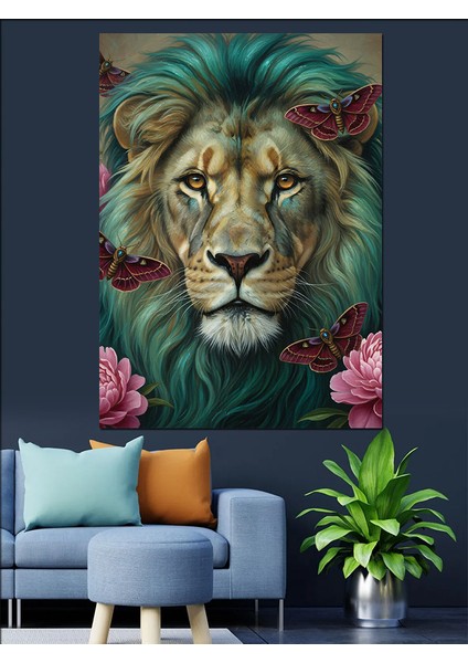 Kükreyen Aslan Yüz Portresi Dekoratif Kanvas - Mdf Ahşap Tablo indirimleri