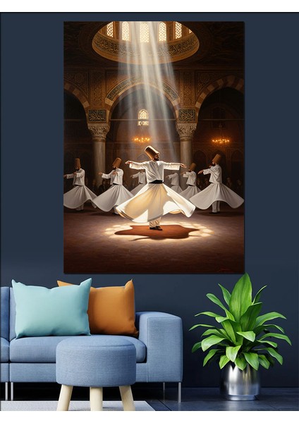 Mevlevihane ve Mesnevi Dekoratif Kanvas - Mdf Ahşap Tablo