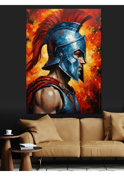 Savaşçı Kızıl Maske Portresi Dekoratif Kanvas - Mdf Ahşap Tablo