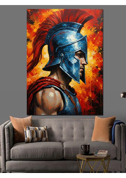 Savaşçı Kızıl Maske Portresi Dekoratif Kanvas - Mdf Ahşap Tablo fiyatları